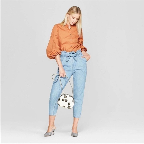 Who What Wear high waist paper bag crop jeans - Picture 3 of 7